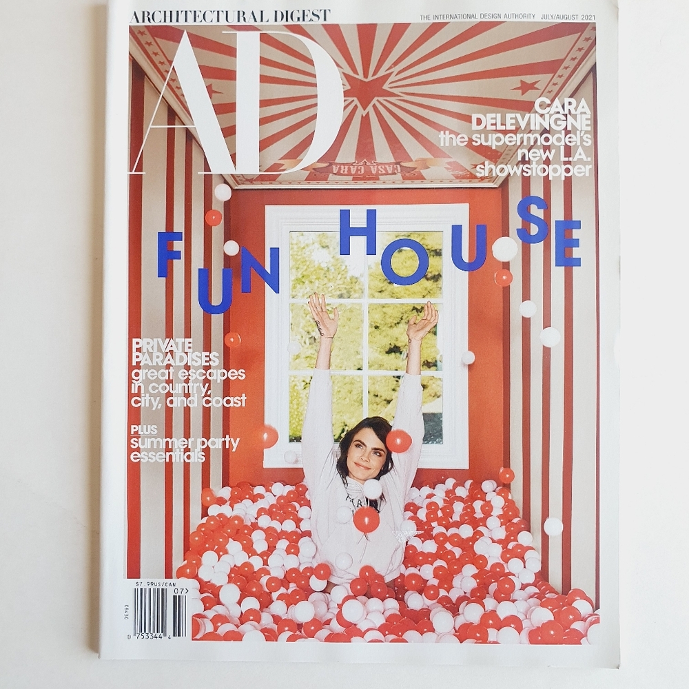 Architectural Digest July August 2021 Cara Delevingne, Fun House